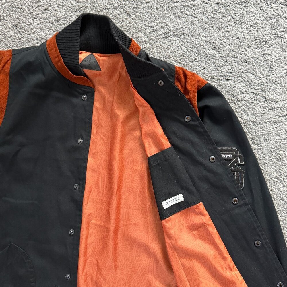 Black Scale Black and Orange Devil in the Details Bomber Jacket - Men's Size M - Picture 8 of 16